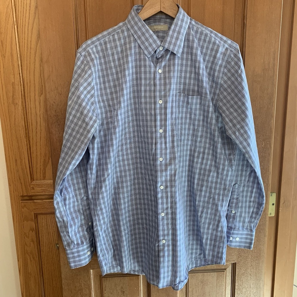 Nordstrom‎ Dress Shirt Men's 16.5 34-35 Blue Long Sleeve Button Up